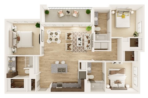 Dalton Austin Residences in Pflugerville, Texas Three Bedroom Floor Plan
